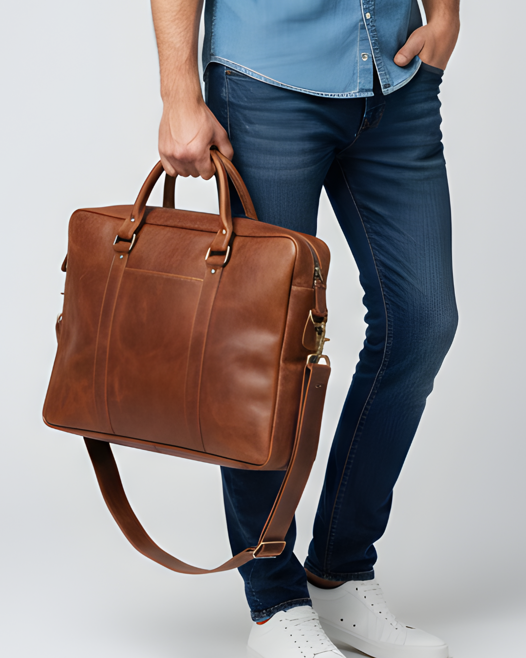 Leather laptop Backback