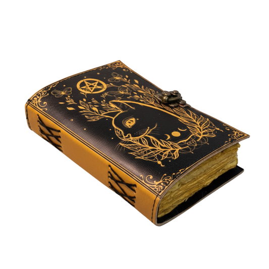 UV PRINT of Celtic Cat Leather Journal: Handmade Grimoire Book of Shadows
