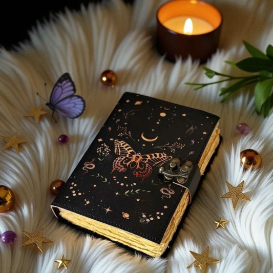 UV PRINT Leather Journal Notebook -Sketchbook grimoire journal - Book of Shadows vintage handbound Large Journal for Men and Women