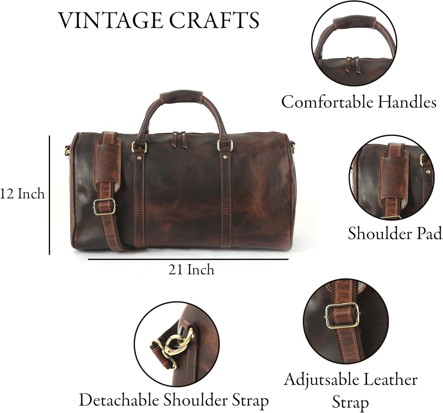 The Prastara Oversized Dark Brown Weekender Leather