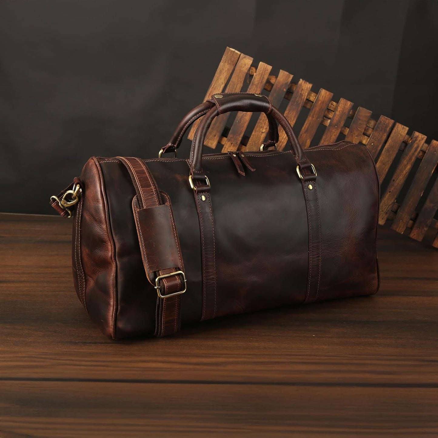 The Prastara Oversized Dark Brown Weekender Leather