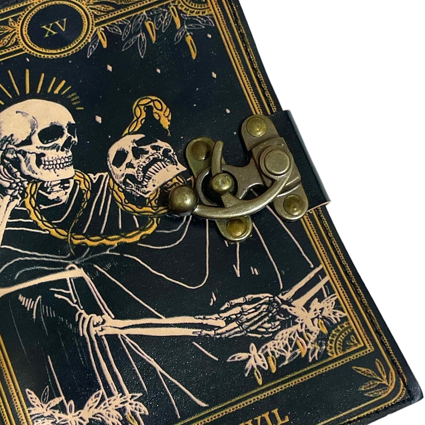 Book of Spells Leather Bound Journal Grimoire Printed Diary Devil Notebook Spiral Gothic Notebook for Men and Women (The Devil)