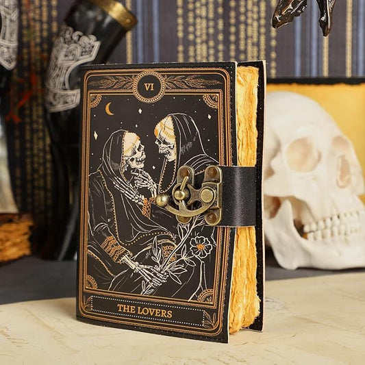 Genuine Leather Lovers Journal – Handmade Vintage Diary| Deckle Edge Paper & Hand-Stitched Binding | Halloween, Birthday, Anniversary & Valentine’s Gift for Men & Women"