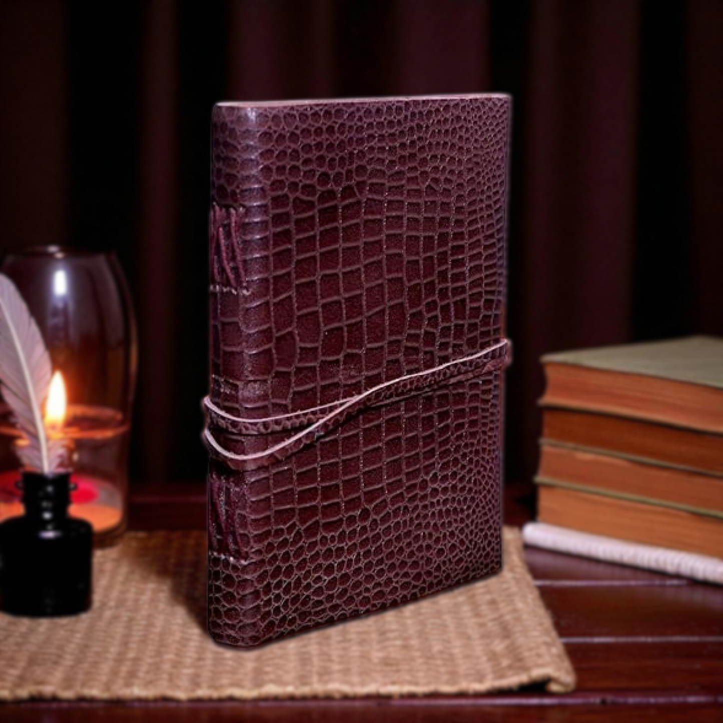 Vintage Leather Journal – 200 Handmade Vintage Deckle Edge Paper – Leather bound Journal For Women Men – Vintage Key Closure - Book of Shadows - Cappuccino Brown - 7X5