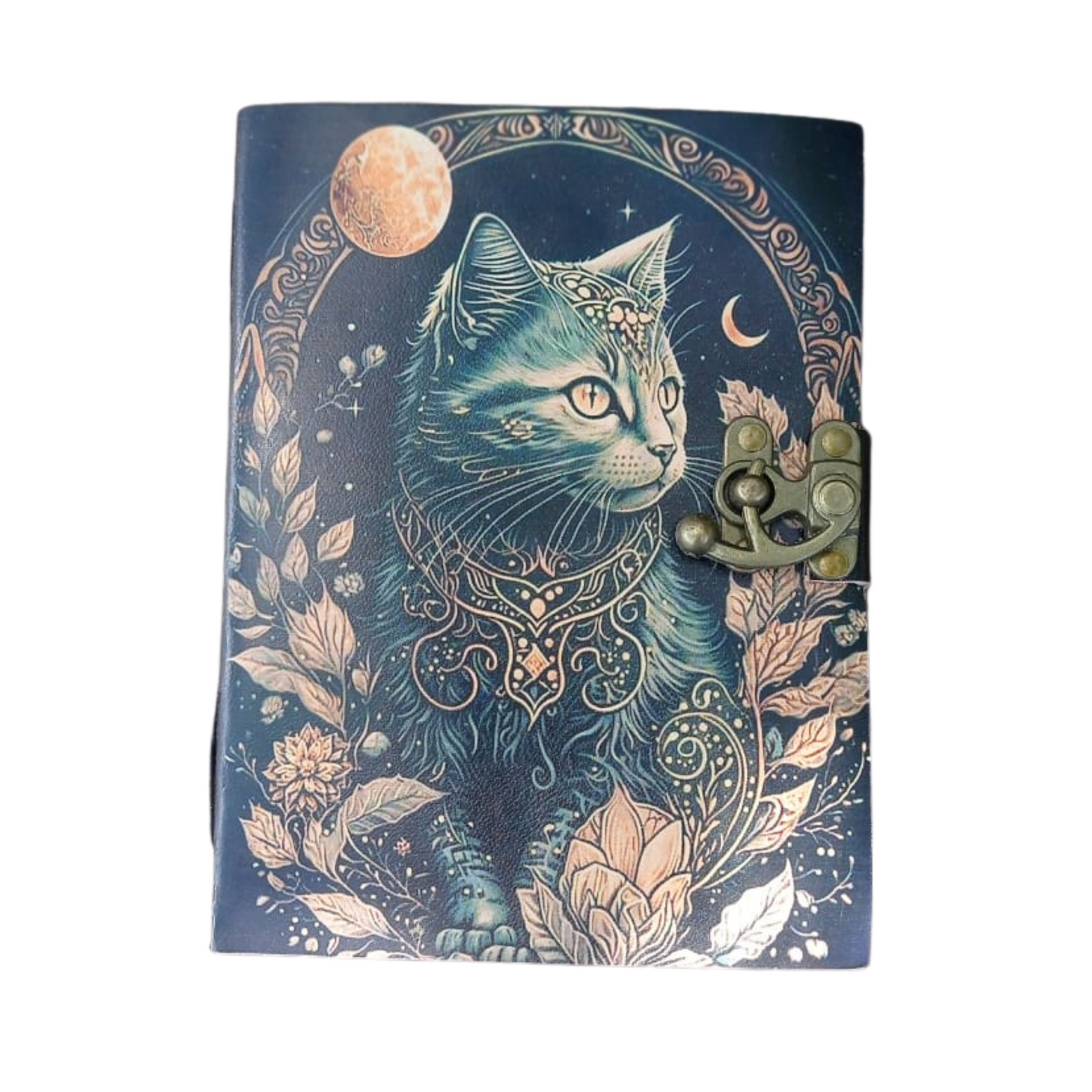 Handicraft Cat Printed Vintage Leather Journal for Men & Women 200 Pages of Antique Handmade Deckle Edge Vintage Paper, Leather Sketchbook, Drawing Journal, Printed Leather Journal, Great Gift