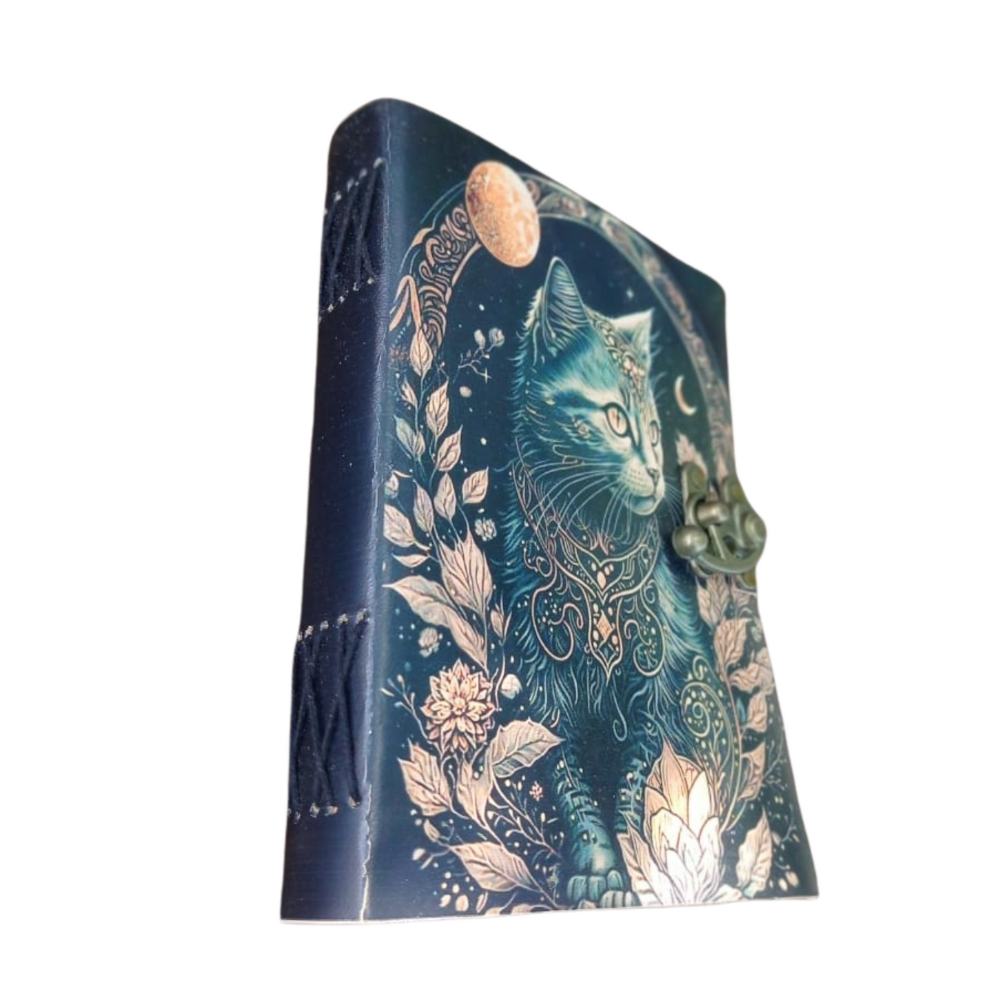 Handicraft Cat Printed Vintage Leather Journal for Men & Women 200 Pages of Antique Handmade Deckle Edge Vintage Paper, Leather Sketchbook, Drawing Journal, Printed Leather Journal, Great Gift