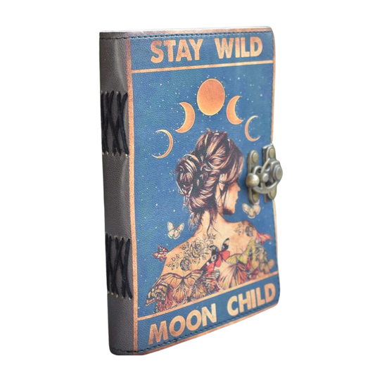 Prastara -Stay Wild Moon Child Notebook 7X5" Handcrafted Leather Journal/Diary 200 Pages | 100% Genuine Leather
