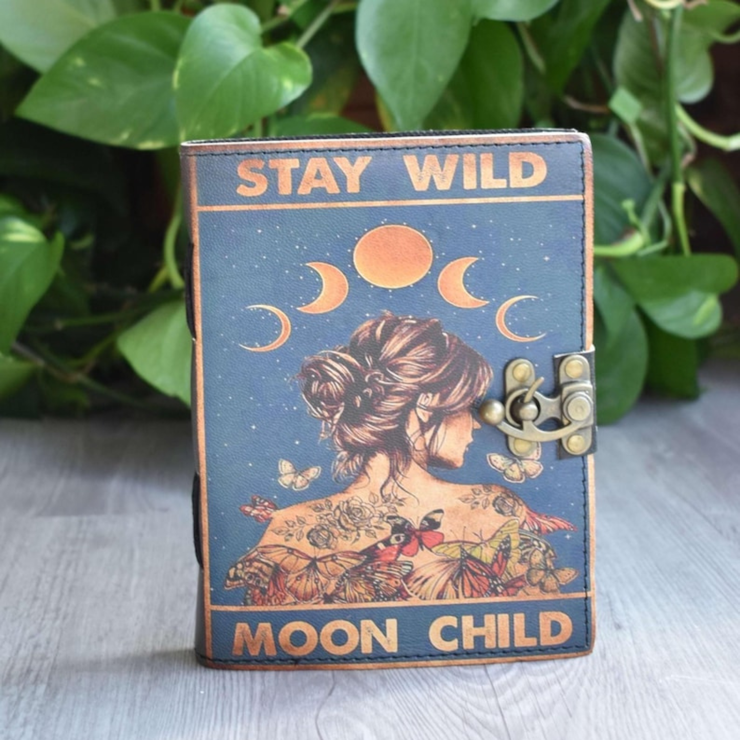 Prastara -Stay Wild Moon Child Notebook 7X5" Handcrafted Leather Journal/Diary 200 Pages | 100% Genuine Leather
