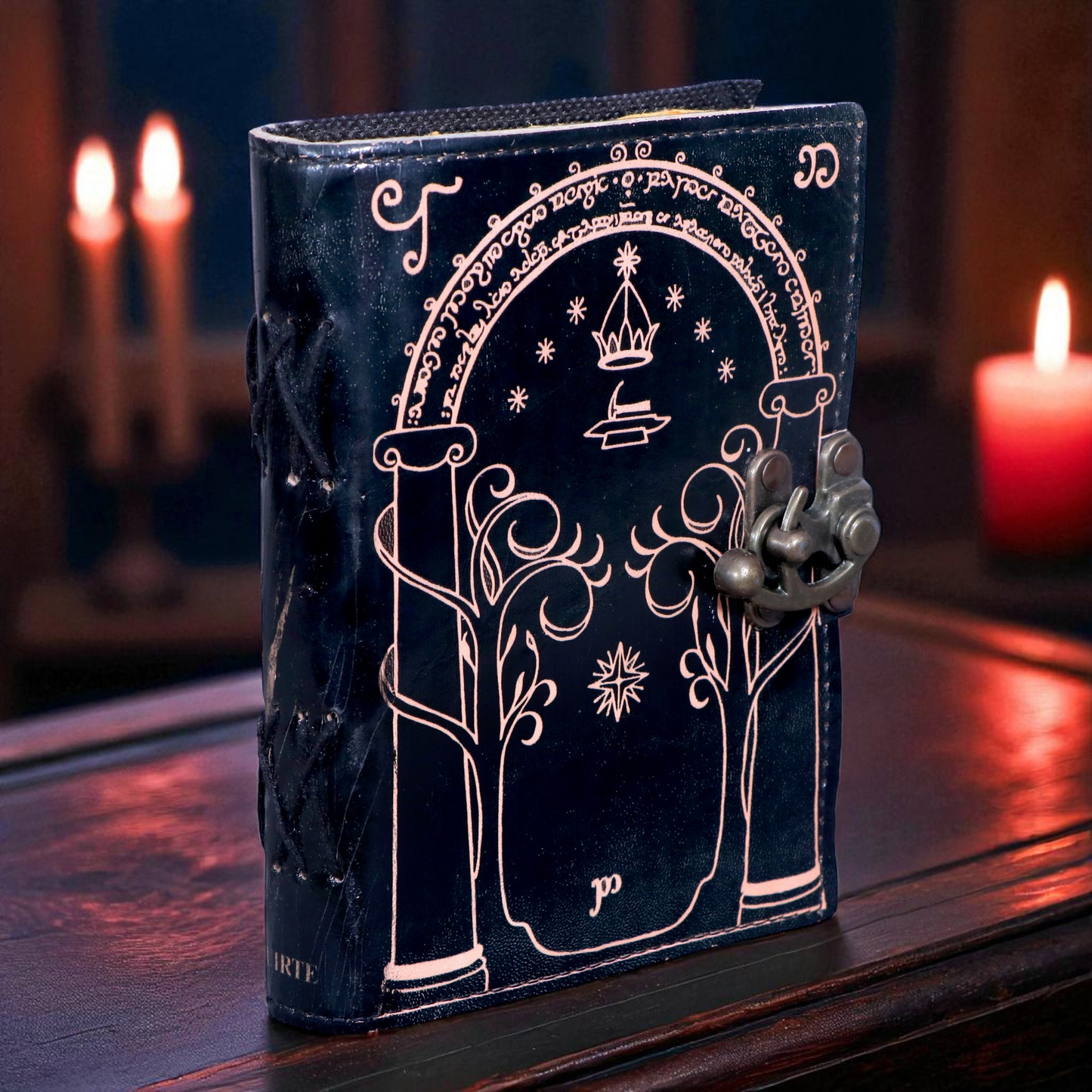 Genuine Leather Lord of the Rings Journal – Doors of Durin Design | Handmade Vintage Leather Diary with Lock | Tolkien Inspired Notebook for Writing, Sketching & Travel | Gift for Men & Women