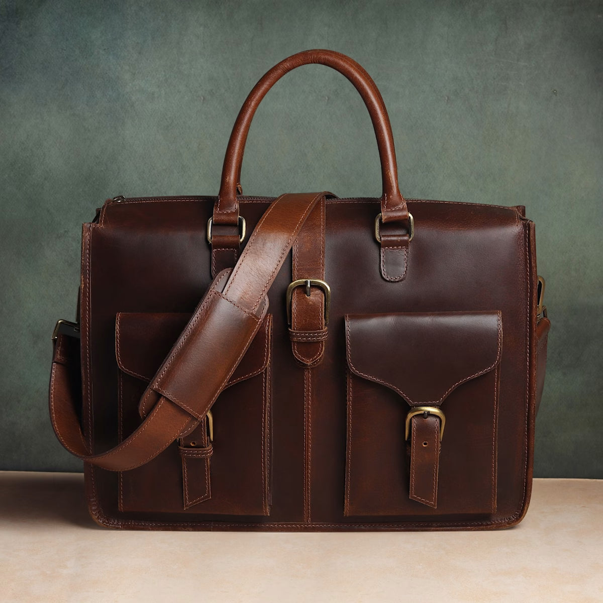 The Prastara Garrison Leather Laptop Messenger Bag
