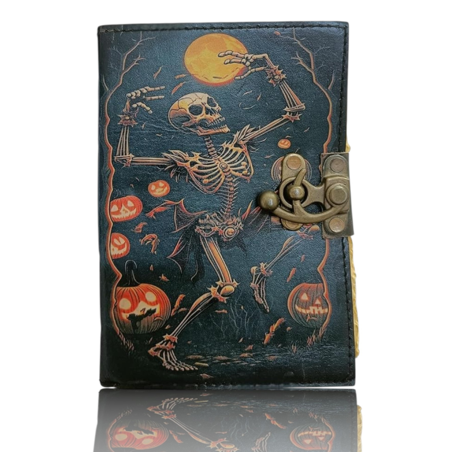 Book of Spell Leather Journal Halloween Decorations Decor, Grimoire Printed Diary Christmas Gift for Men & Women (The Spooky One)