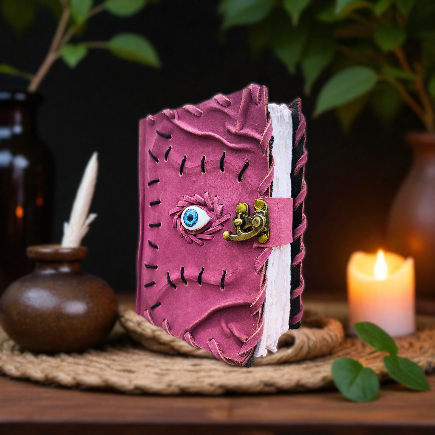 Prastara - Hocus Pocus Evil Eye Embossed 7X5" Handcrafted Leather Journal/Diary 200 Pages | 100% Genuine Leather