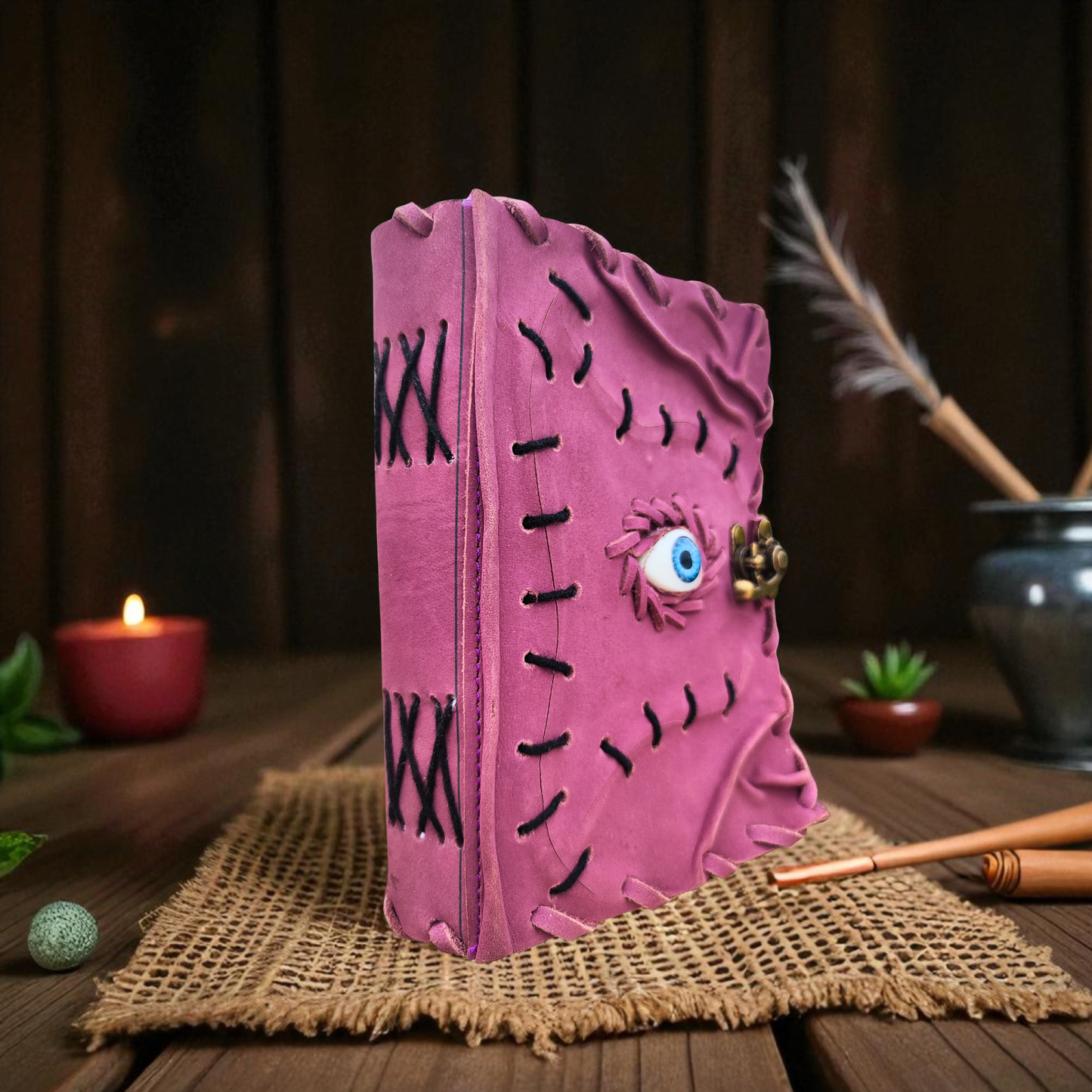 Prastara - Hocus Pocus Evil Eye Embossed 7X5" Handcrafted Leather Journal/Diary 200 Pages | 100% Genuine Leather