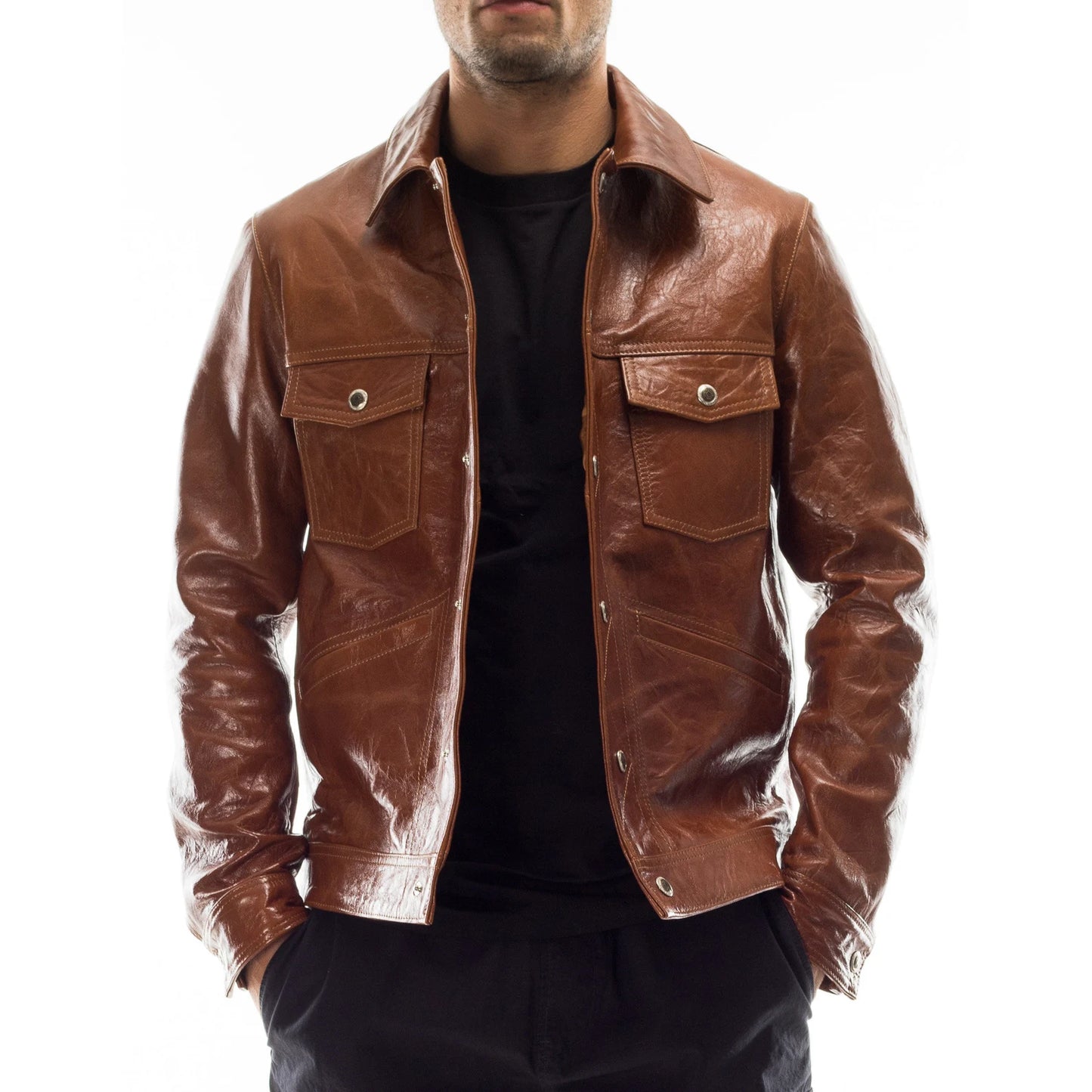 The Prastara Italian handmade Men genuine lambskin leather jacket