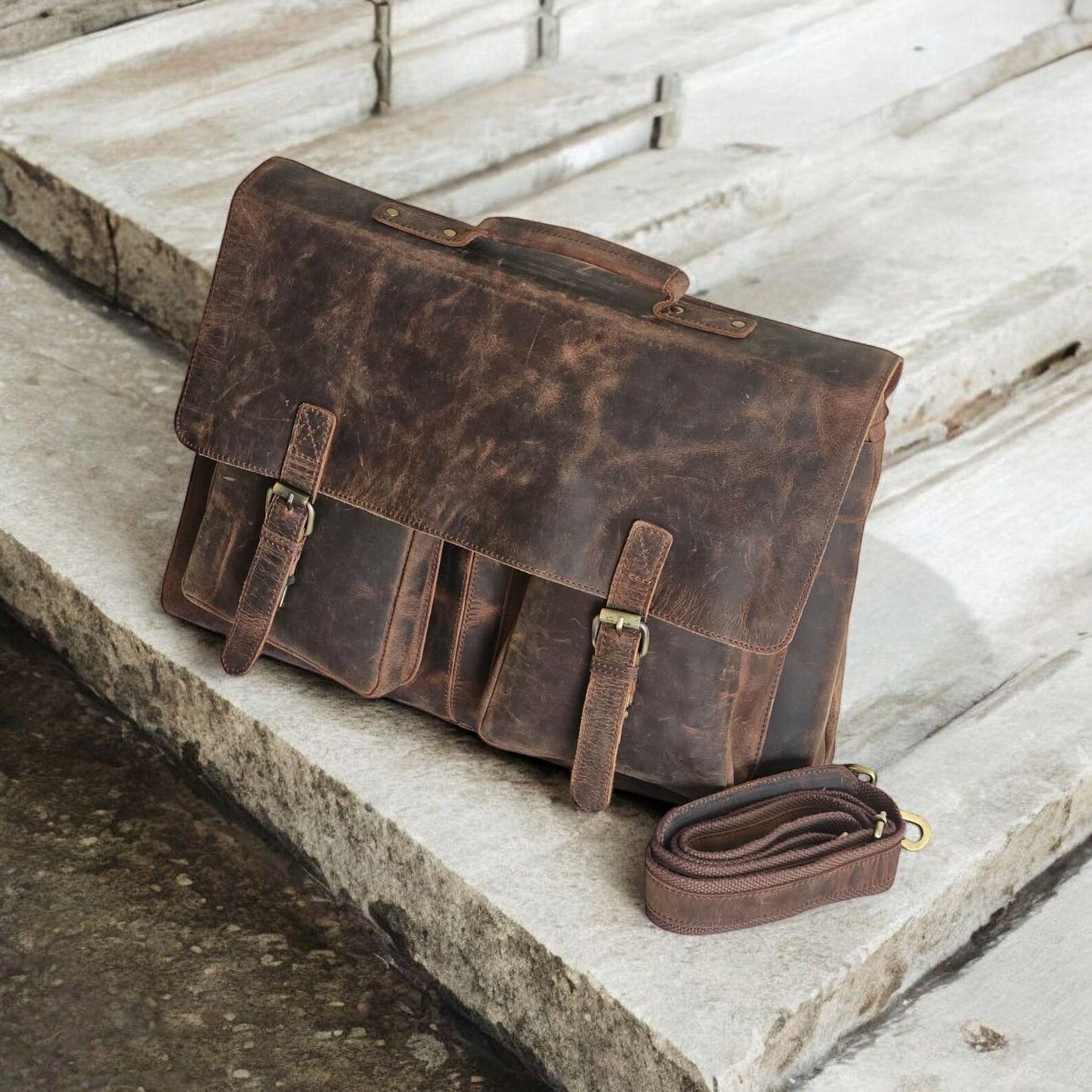 The Prastara Handcrafted Leather Laptop Bag