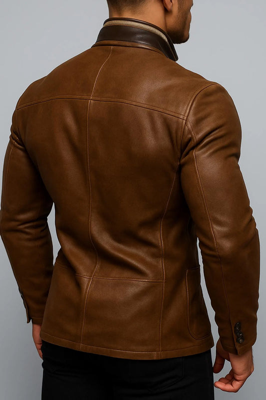 The Prastara Men's Italian Leather Blazer