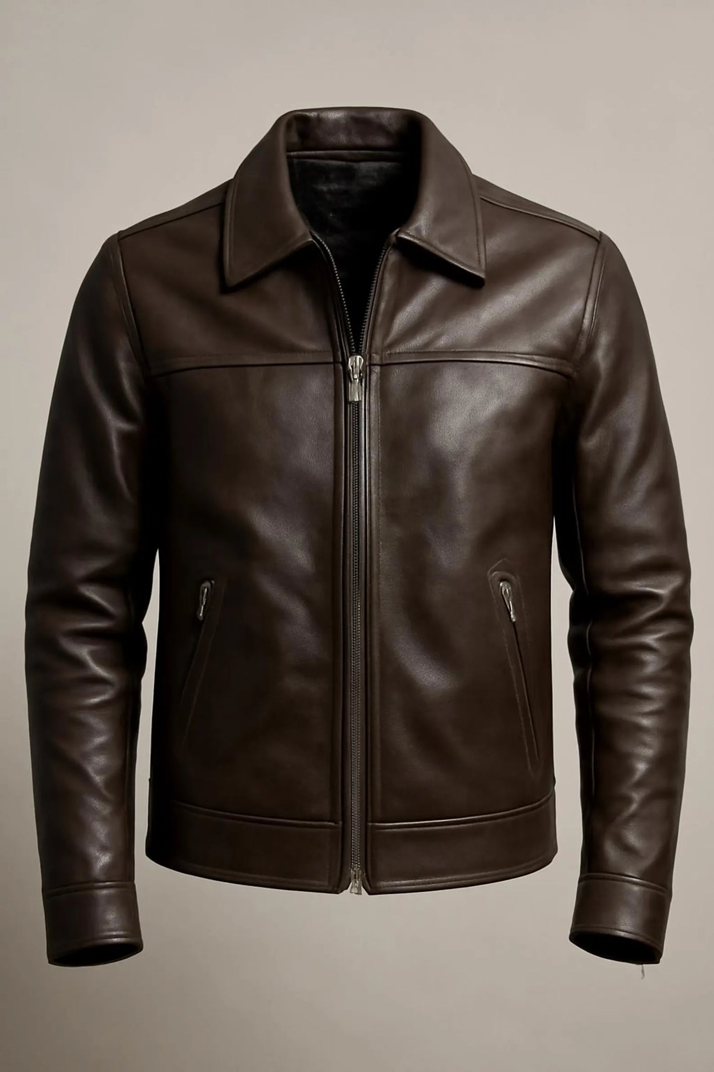 The Prastara Handmade Dark Brown Cowhide Leather Biker Jacket