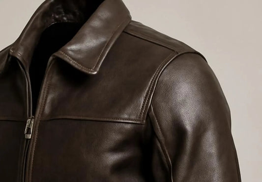 The Prastara Handmade Dark Brown Cowhide Leather Biker Jacket