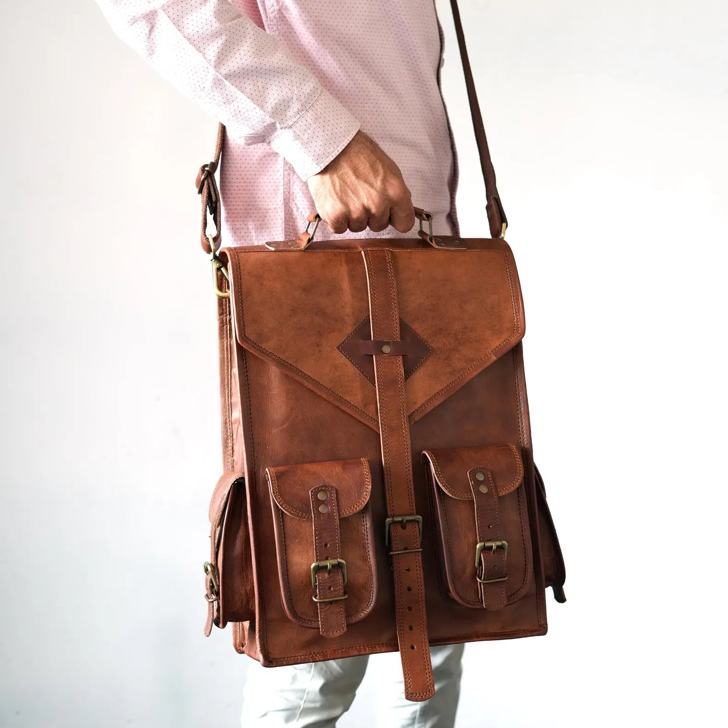 The Prastara Handcrafted Goat Leather Messenger Bag