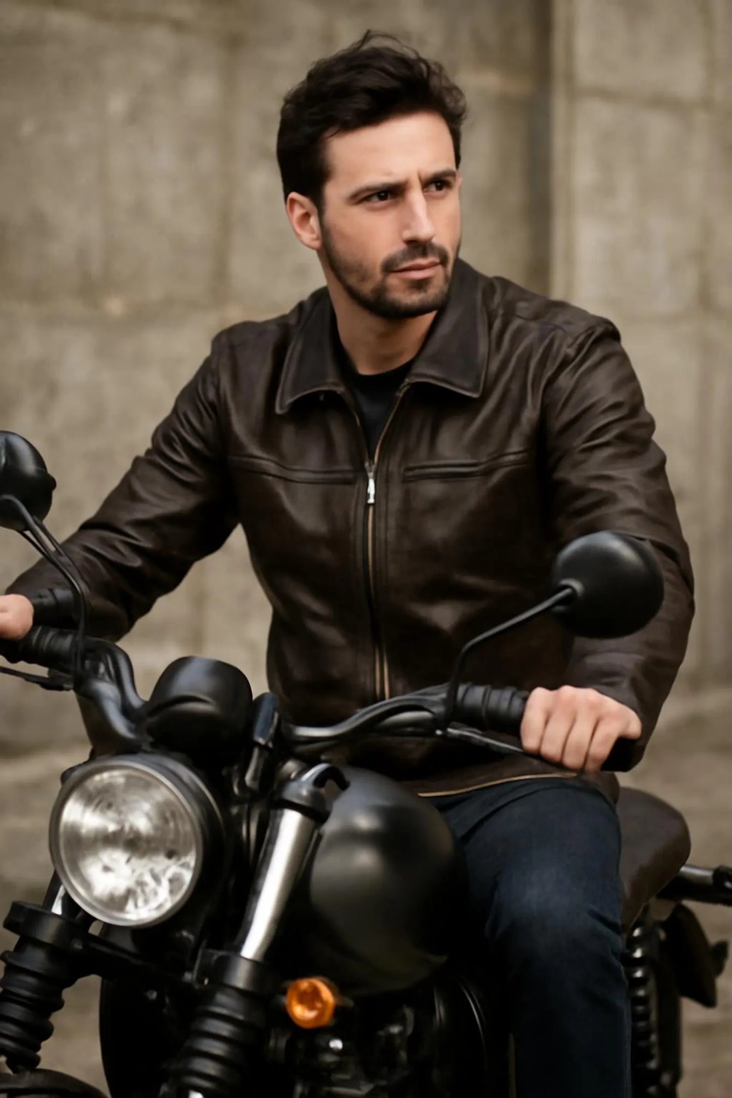 The Prastara Handmade Dark Brown Cowhide Leather Biker Jacket
