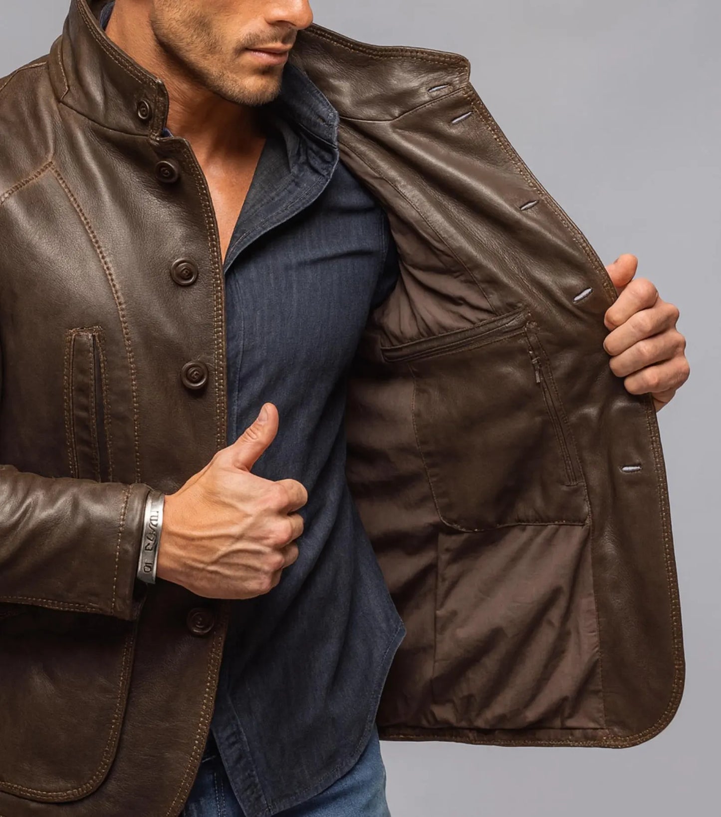 The Prastara Men's Brown Sheep Leather Blazer Jacket
