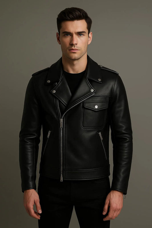 The Prastara Leather Jacket Men's handmade new style