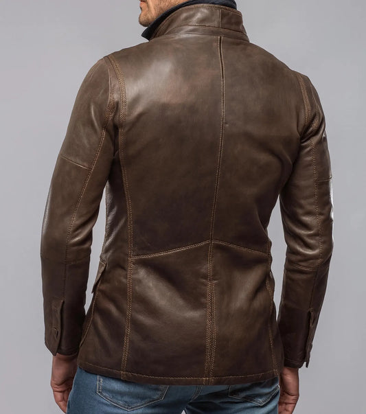 The Prastara Men's Brown Sheep Leather Blazer Jacket