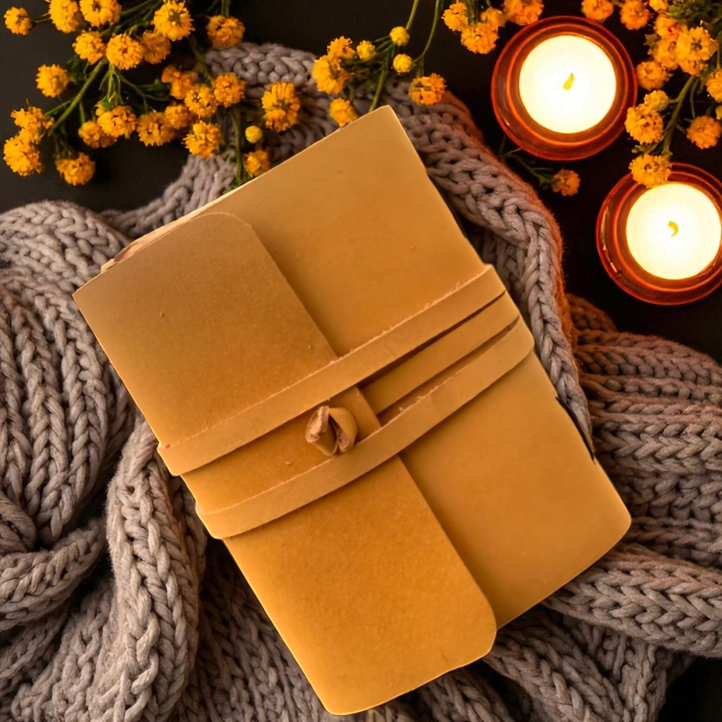 Leather Journal Notebook - Genuine Leather Journals for Writing 200 Pages 5x7 Inches Vintage Journal For Man and Women Gifts For Man Artist,Travel Journal,Yellow