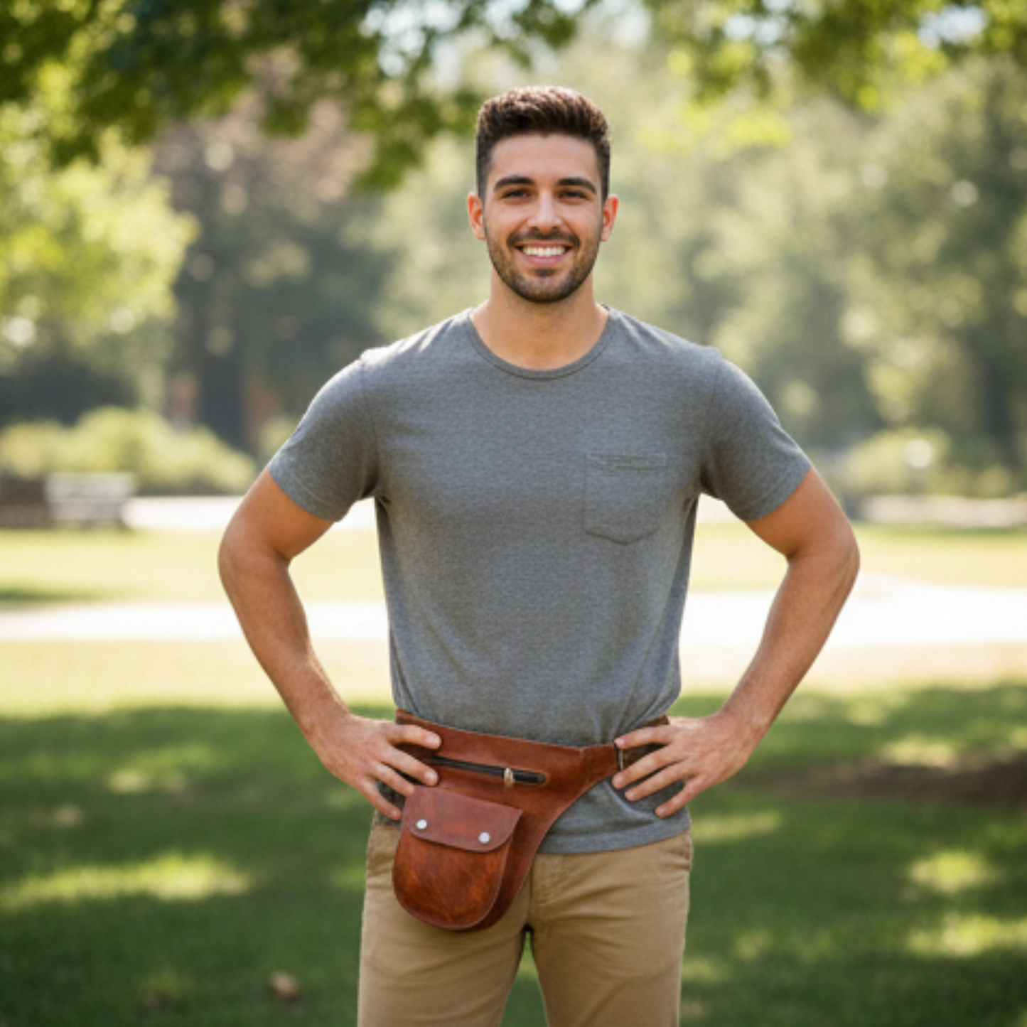 Genuine Leather Waist Thigh Utility Bag
