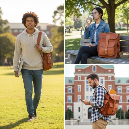 Leather laptop Backback