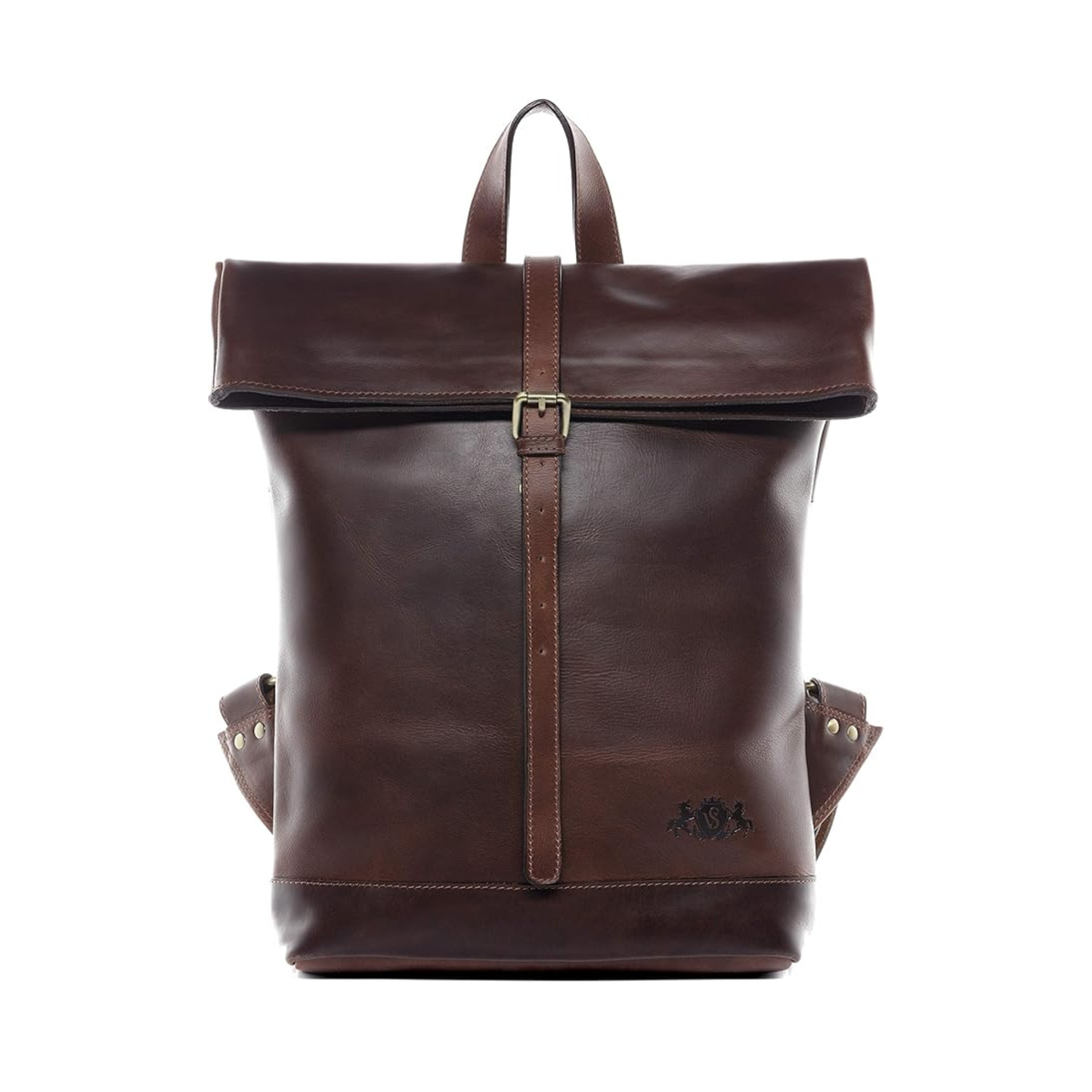 The Prastara SID & VAIN Rolltop Jay 15 Inch Premium Leather Backpack for Men Laptop Compartment