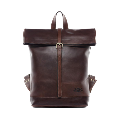 The Prastara SID & VAIN Rolltop Jay 15 Inch Premium Leather Backpack for Men Laptop Compartment