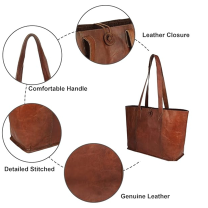 Vintage Leather Work Tote Bag