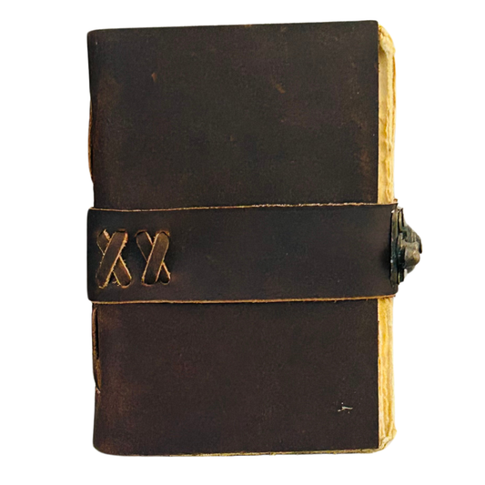 Vintage Leather Journal - 200 Pages Deckle Edge Rustic Paper - Unlined Pages Book of Shadows, Grimoire, Junk Notebook