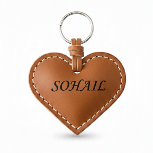 Personalized Leather Heart Keychain – Custom Name Engraved Romantic Gift for Him & Her, Leather Key Chain, Engraved Key Tag Gift for her, Birthday Gift, Anniversary Gift