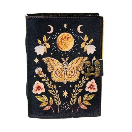 Vintage Butterfly Leather Journal Writing Notebook Sketchbook Blank Spell Book 200 deckle edge handmade paper