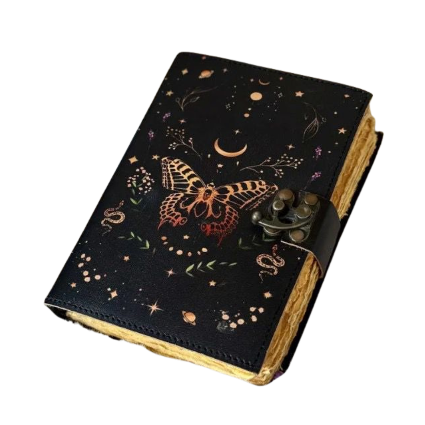 UV PRINT Leather Journal Notebook -Sketchbook grimoire journal - Book of Shadows vintage handbound Large Journal for Men and Women