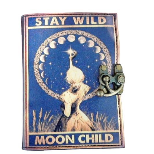 Prastara -Stay Wild Moon Child Notebook 7X5" Handcrafted Leather Journal/Diary 200 Pages | 100% Genuine Leather