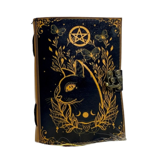 UV PRINT of Celtic Cat Leather Journal: Handmade Grimoire Book of Shadows