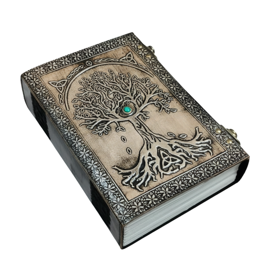 UV PRINT of Tree Of Life Leather Journal: Handmade Grimoire Sketchbook (600 Pages) UV PRINT