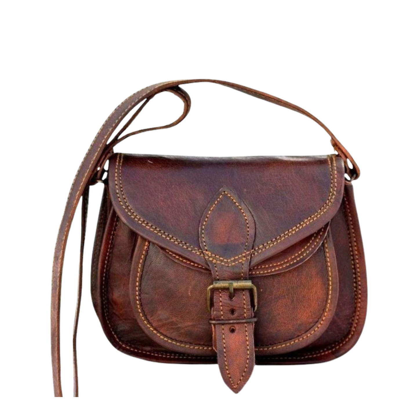 Leather Crossbody Bag | Handmade Saddle Bag for Women | Boho Shoulder Purse | Rustic Small Leather Satchel