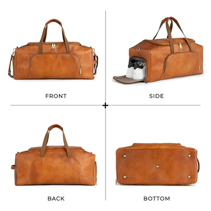 Leather Travel Weekender Duffle Bag