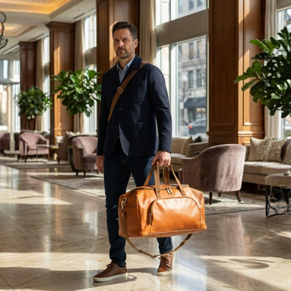 Leather Travel Weekender Duffle Bag