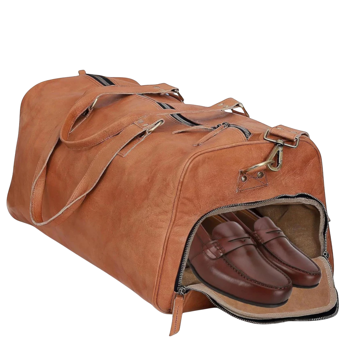 Leather Travel Weekender Duffle Bag