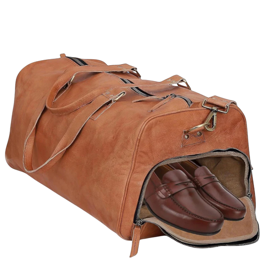 Leather Travel Weekender Duffle Bag
