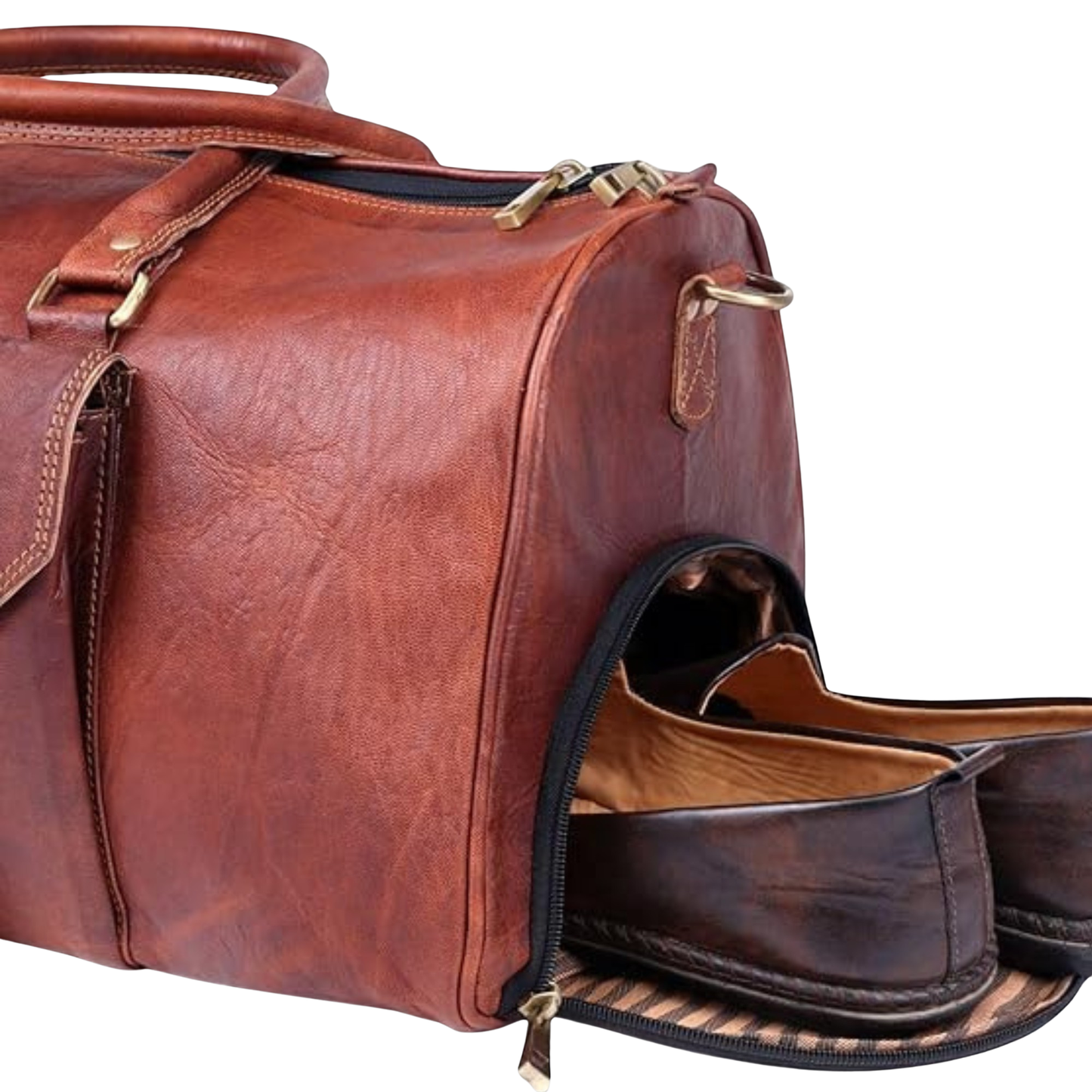 Leather Travel Weekender Duffle Bag
