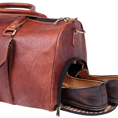 Leather Travel Weekender Duffle Bag