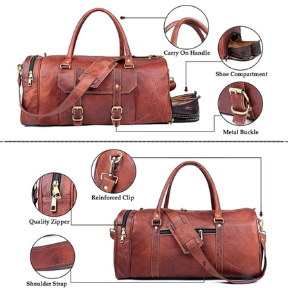 Leather Travel Weekender Duffle Bag
