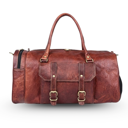 Leather Travel Weekender Duffle Bag