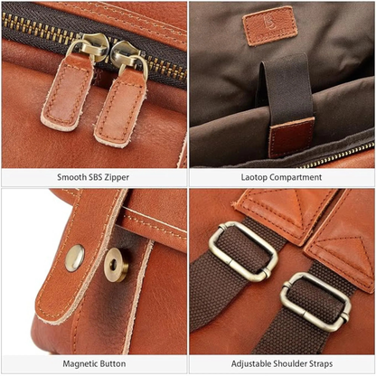 Leather laptop Backback